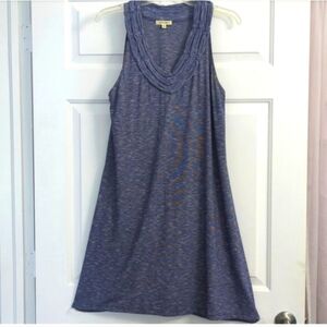 Max Studio A- Linen Sleeveless Blue Summer Knit Dress V-neck, Casual Business